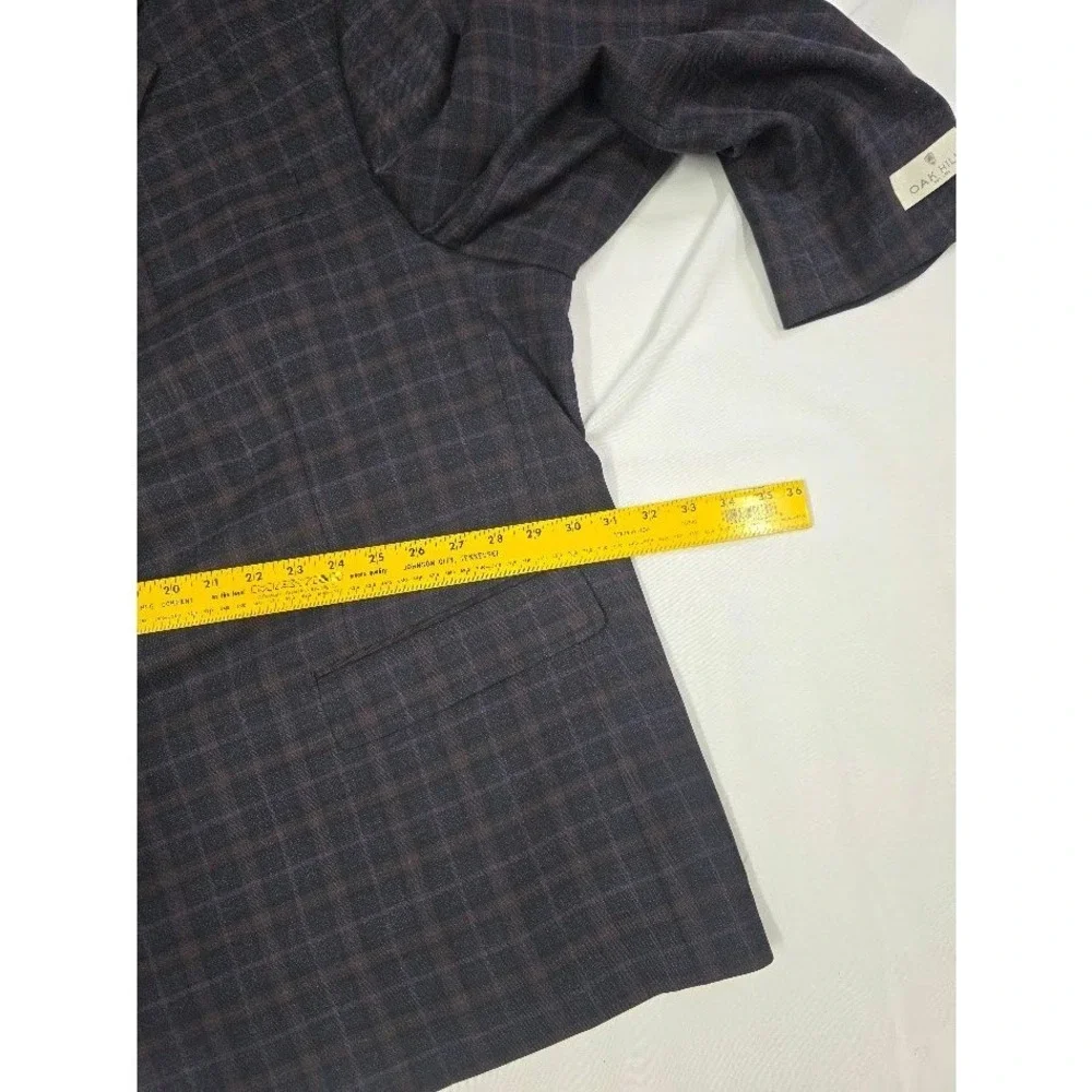 Oak Hill‎ Sport Coat Mens 4XL 58/60 Plum Navy Plaid Paisley Lining Blazer New